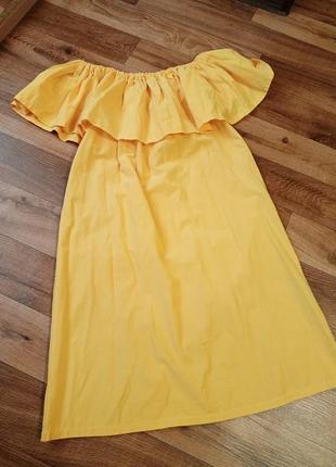 Яркое желтое женское платье трапеция4 фото