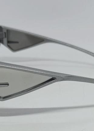 Очки унисекс солнцезащитные футуристические модного дизайна серые линзы зеркальные3 фото