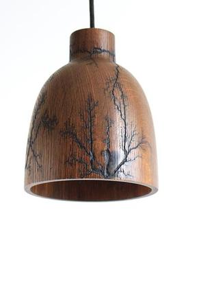 Подвесная люстра из дуба ручной работы, диаметр 15 см, высота 20 см. (1761)