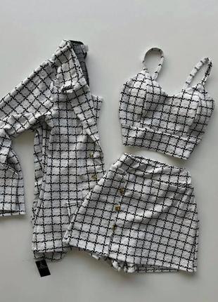 Костюм тройка твид с шортами в пиджаке