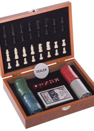 Набір настільних ігор 2 в 1 zelart w2518b шахи, покер
