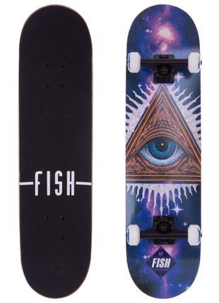 Скейтборд fish eye zelart sk-414-9 черный-фиолетовый