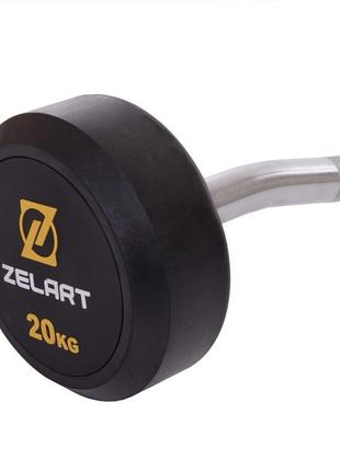 Штанга фиксированная изогнутая обрезиненная zelart rubber coated barbell ta-2687-20 длина-95см 20кг3 фото