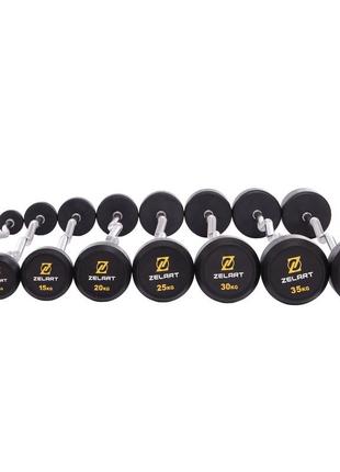 Штанга фиксированная изогнутая обрезиненная zelart rubber coated barbell ta-2687-20 длина-95см 20кг6 фото