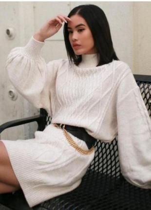 Новое вязаное платье батал h&m теплое платье - свитер теплое платье шерсть рельефная вязка