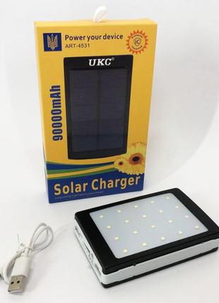 Умб Power bank hoco 50000 mah мобільне зарядне з сонячною панеллю та лампою, power bank charger батарея