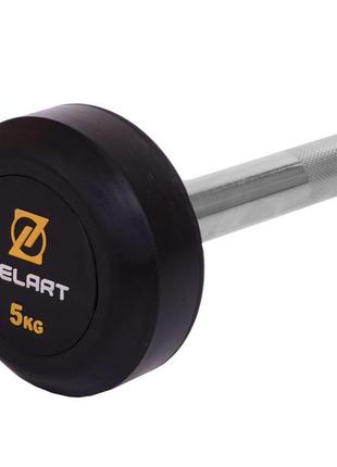 Штанга фиксированная прямая обрезиненная zelart rubber coated barbell ta-2685-5 длина-95см 5кг3 фото