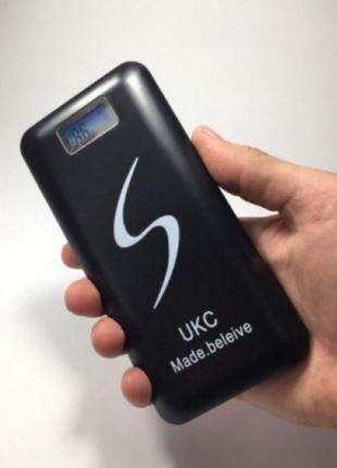 Мобільна зарядка портативна power bank 30000 mah ukc, зовнішній акумулятор, зарядка power bank. колір: чорний2 фото