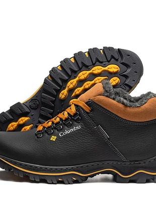 Зимние кожаные ботинки columbia цвет черный, рыжий новинка