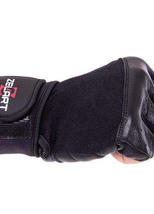 Перчатки для фитнеса и тяжелой атлетики кожаные zelart sb-161069 s-xxl черный5 фото