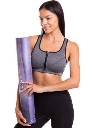 Килимок для йоги замшевий record fi-3391-1 розмір 183x61x0,3 см фіолетовий8 фото
