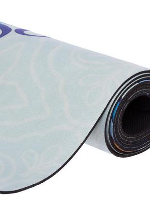 Килимок для йоги замшевий record fi-5662-58 розмір 183x61x0,3 см м'ятний синій3 фото