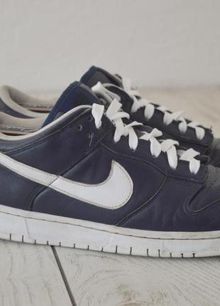 Nike dunk low чоловічі шкіряні кросівки темно  синього кольору оригінал 45 44. 5 розмір