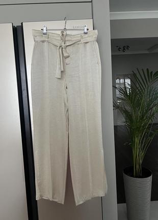Шикарные лимитированные атласные брюки zara размер l с разрезами5 фото