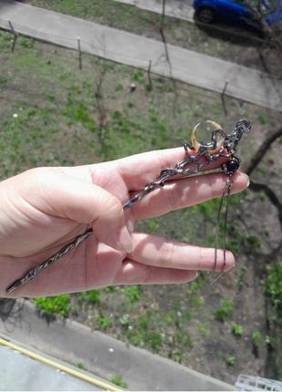 Неймовірна китайська паличка для волосся місяць з підвіскою10 фото