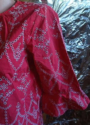 🧸 розпродаж! червона сильна блузка блуза жіноча з прошвою 🧸3 фото