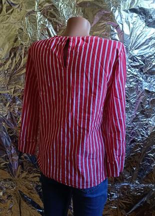 🧸 розпродаж! натуральна червона блузка блуза жіноча у смужку  за 50❤️‍🔥5 фото