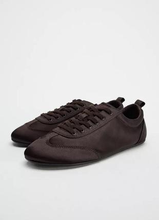 Туфли-дерби коричневые кеды женские zara new