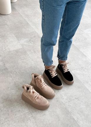 Черевики жіночі keren чорні натуральна замша зима