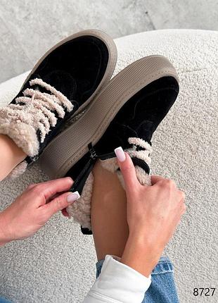 Черевики жіночі keren чорні натуральна замша зима