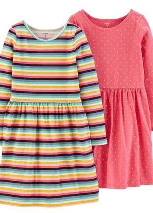 Хлопковое платье в разноцветную полоску, мультиколор от carters 6-7 лет