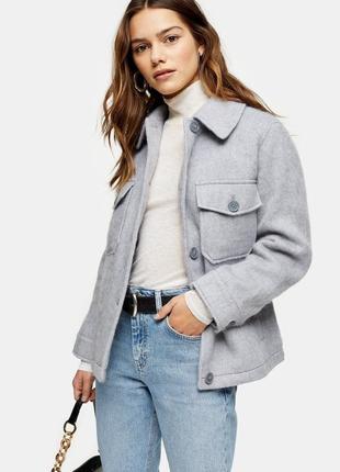 Куртка -сорочка оверсайз на синтепоні утеплена вовняна topshop