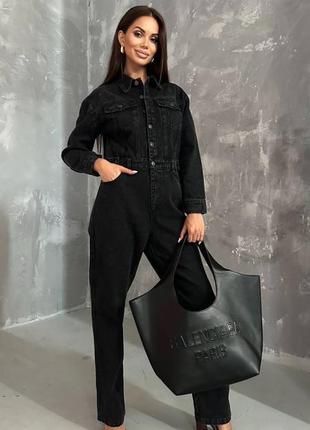 Брендовий джинсовий комбінезон в стилі balenciaga4 фото