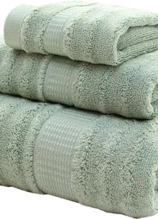 Набір 3 бамбукових рушники lovely svi для ванної 70х140 см + 34 х 72 см + 33 х 33 см оливковий