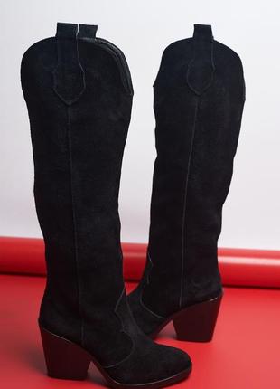 Сапоги с широким голенищем. кожа и замша.