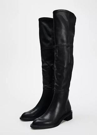 Высокие черные женские сапоги ботфорты zara new