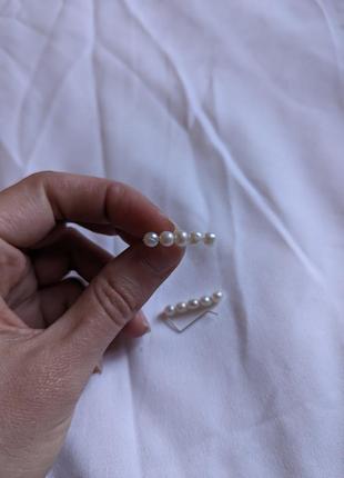 Серебряные серьги из натуральных жемчужин, жемчужные серьги, серьги с жемчугом9 фото