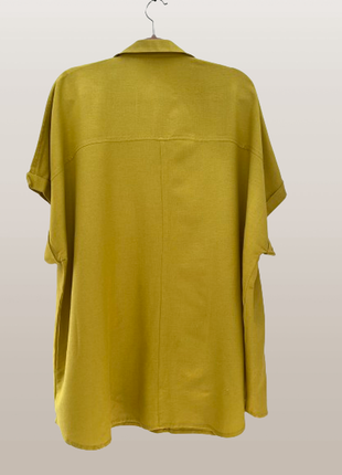 Удлиненная рубашка оверсайз julipa/индия, цвет горчичный, 58-64 новая6 фото