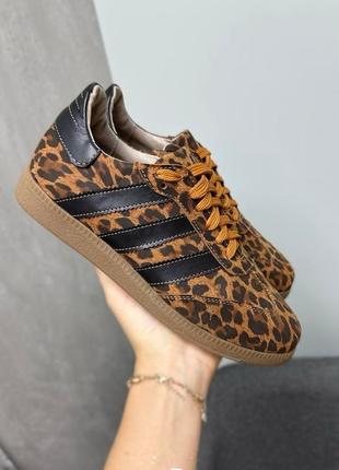 Классические кроссовки 3 stripes леопардовые натуральная кожа или замш 36-41