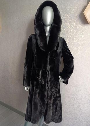 Норковая шуба с капюшоном