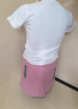Летний костюм для девочки футболка юбка спорт 98 104 1104 фото
