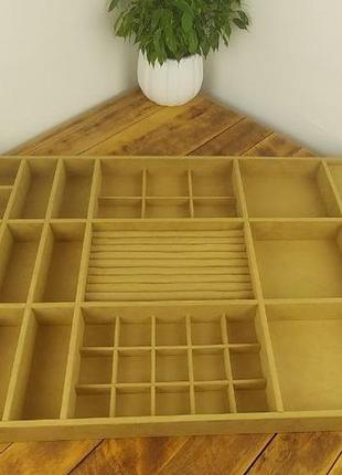 Модуль большой под украшения в ящик, горчичный, 900х500х50мм wooden organizer