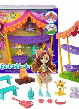 Набір енчантімалс жирафа грізельда ночівля в савані enchantimals savannah sleepover griselda giraffe кемпінг