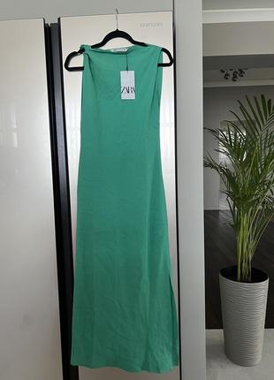Новое платье из смесовой льняной ткани со сборками размер м4 фото