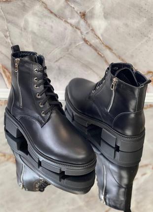 Женские кожаные ботинки черные натуральная кожа замша осень зима по заказу 36-43р все цвета