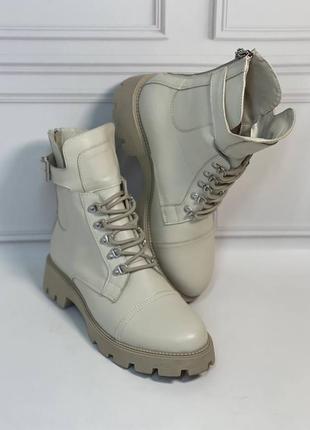 Женские кожаные ботинки бежевые натуральная кожа замша осень зима по заказу 36-44р все цве...