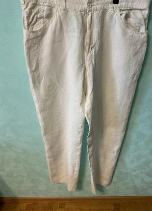 Белые льняные мужские брюки летние 52 размер высокий рост2 фото