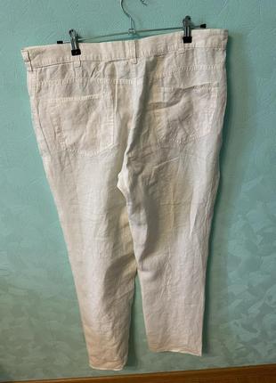 Белые льняные мужские брюки летние 52 размер высокий рост3 фото