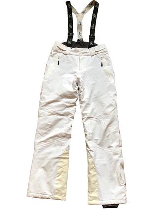 Гірськолижні білі штани жіночі лижні зимові сноубордичні з підтяжками  five sweden