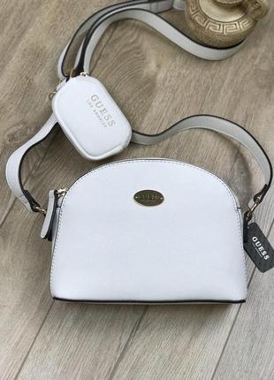 Сумка жіноча крос-боді guess оригінал perdita mini dome crossbody гесс крос боді біла2 фото