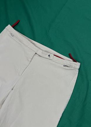 Prada straight beige cotton red tab pants вінтажні бежеві брюкі з червоною стрічкою прада3 фото