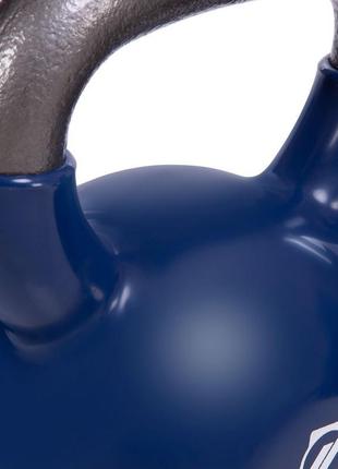 Гиря чугунная с виниловым покрытием zelart ta-5161-16 вес 16кг темно-синий6 фото