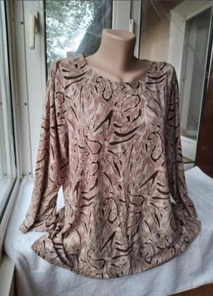 Брендовая вискозная трикотажная блуза блузка лонгслив большого размера мега батал5 фото