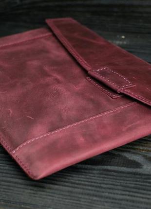 Кожаный чехол для macbook, дизайн №20 натуральная винтажная кожа, цвет бордо2 фото