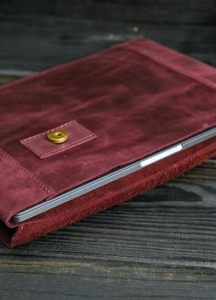 Кожаный чехол для macbook, дизайн №20 натуральная винтажная кожа, цвет бордо4 фото