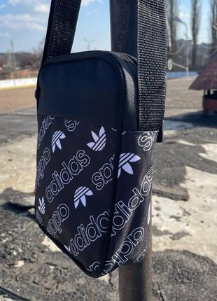 Мессенджер черный adidas сумка через плечо из ткани адидас, барсетка повседневная средняя летняя2 фото
